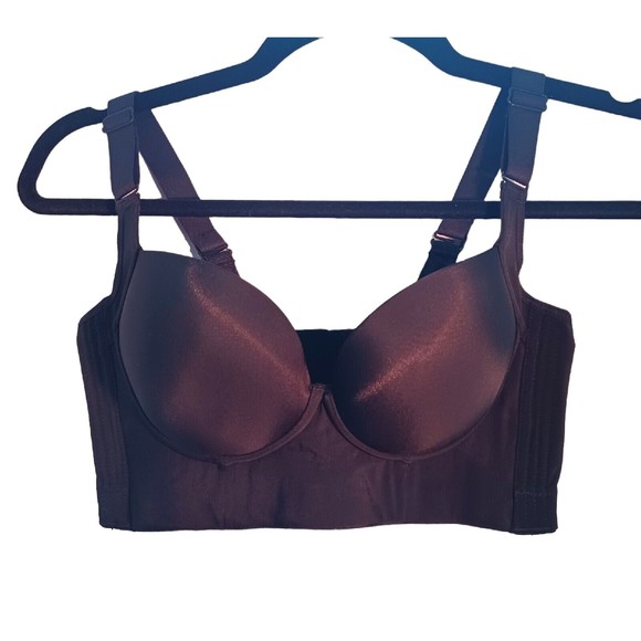 Bustier Padded Pushup Black 7 Hook & Eye Back Closure Bralette Size 34C US - Picture 1 of 11